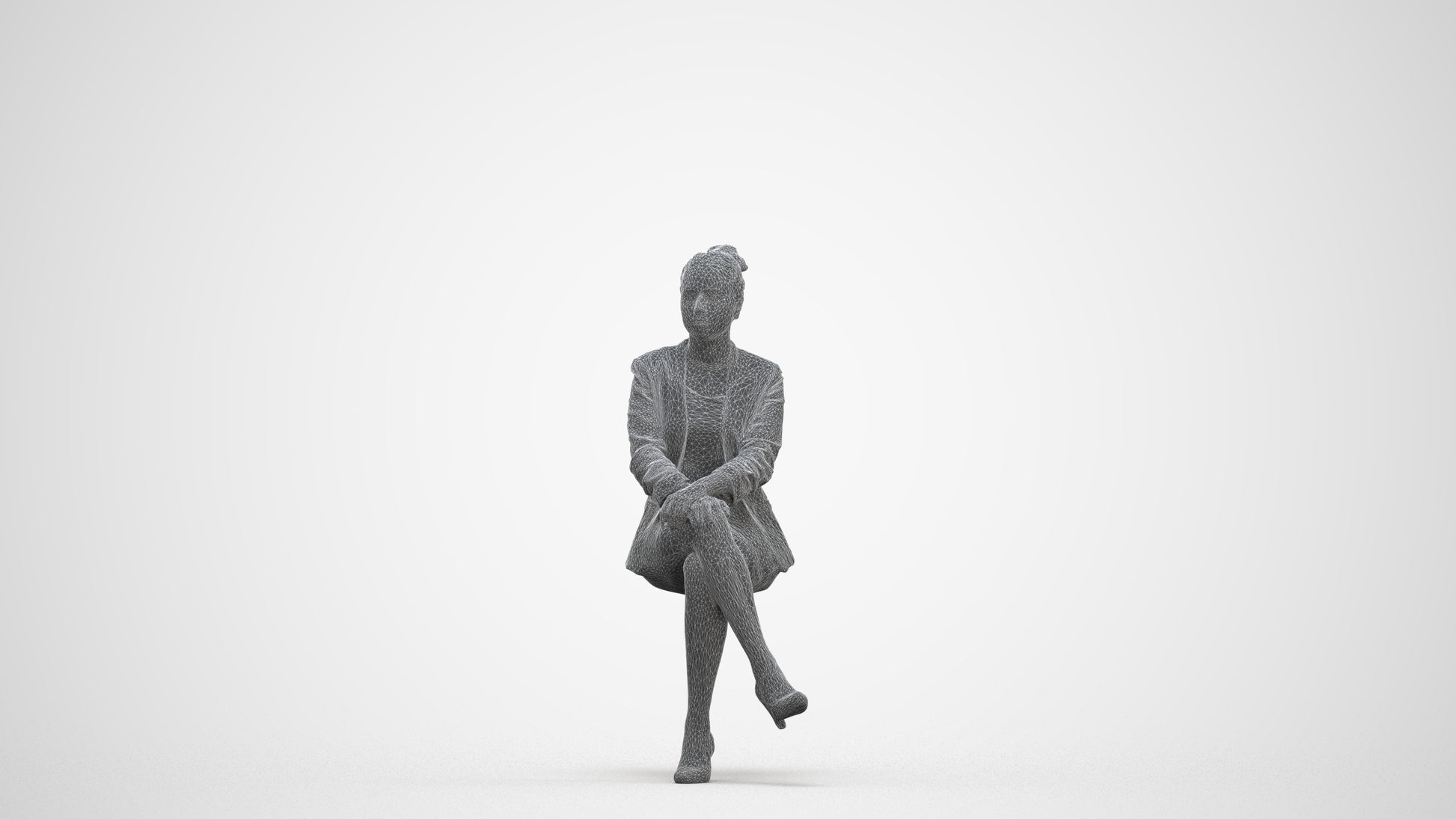 3D scanned woman business, photorealistic archviz people for Enscape and SketchUp, three-quarter front view render