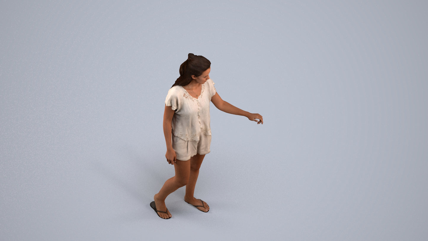 photogrammetry 3D woman casual door, realistic human model archviz FBX, back view render