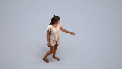 photogrammetry 3D woman casual door, realistic human model archviz FBX, back view render