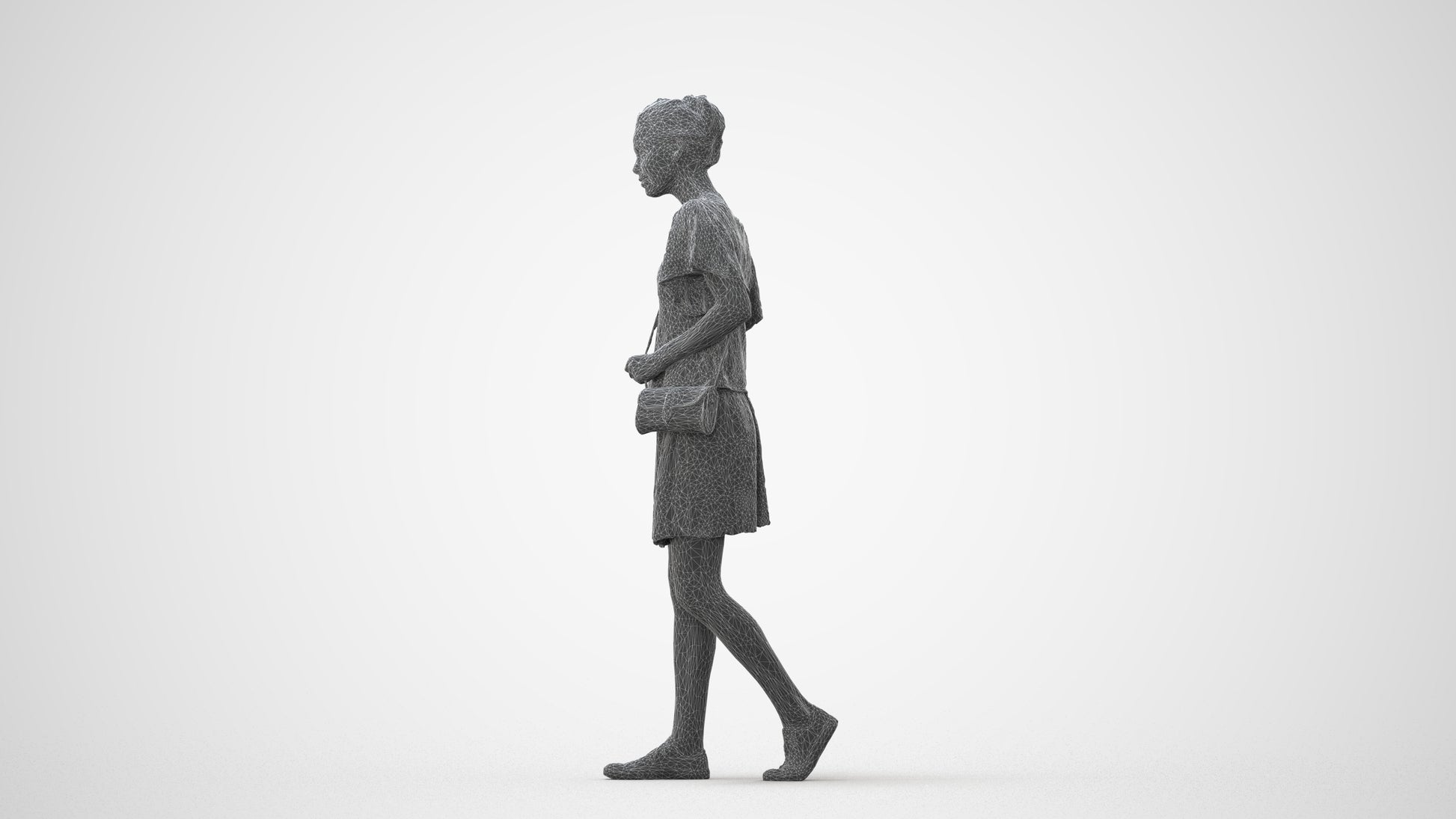 realistic 3D woman casual walking, scanned archviz people for Blender and 3ds Max, square thumbnail
