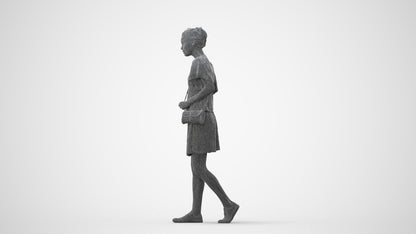 realistic 3D woman casual walking, scanned archviz people for Blender and 3ds Max, square thumbnail