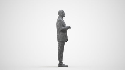 realistic 3D human man formal standing, archviz people FBX OBJ for Blender, wireframe side view