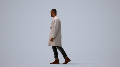 3D human model man medical, photogrammetry scanned person for archviz, three-quarter view render