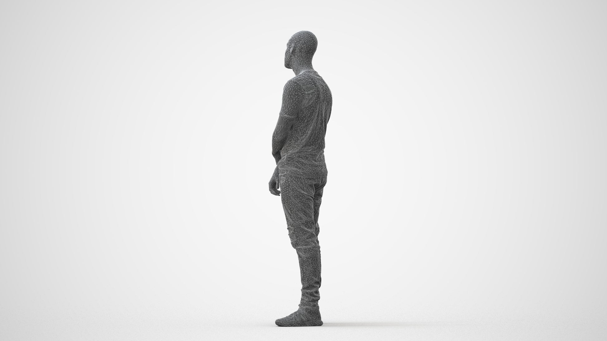 3D human model man casual standing, photogrammetry scanned person for archviz, square thumbnail