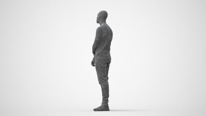 3D human model man casual standing, photogrammetry scanned person for archviz, square thumbnail