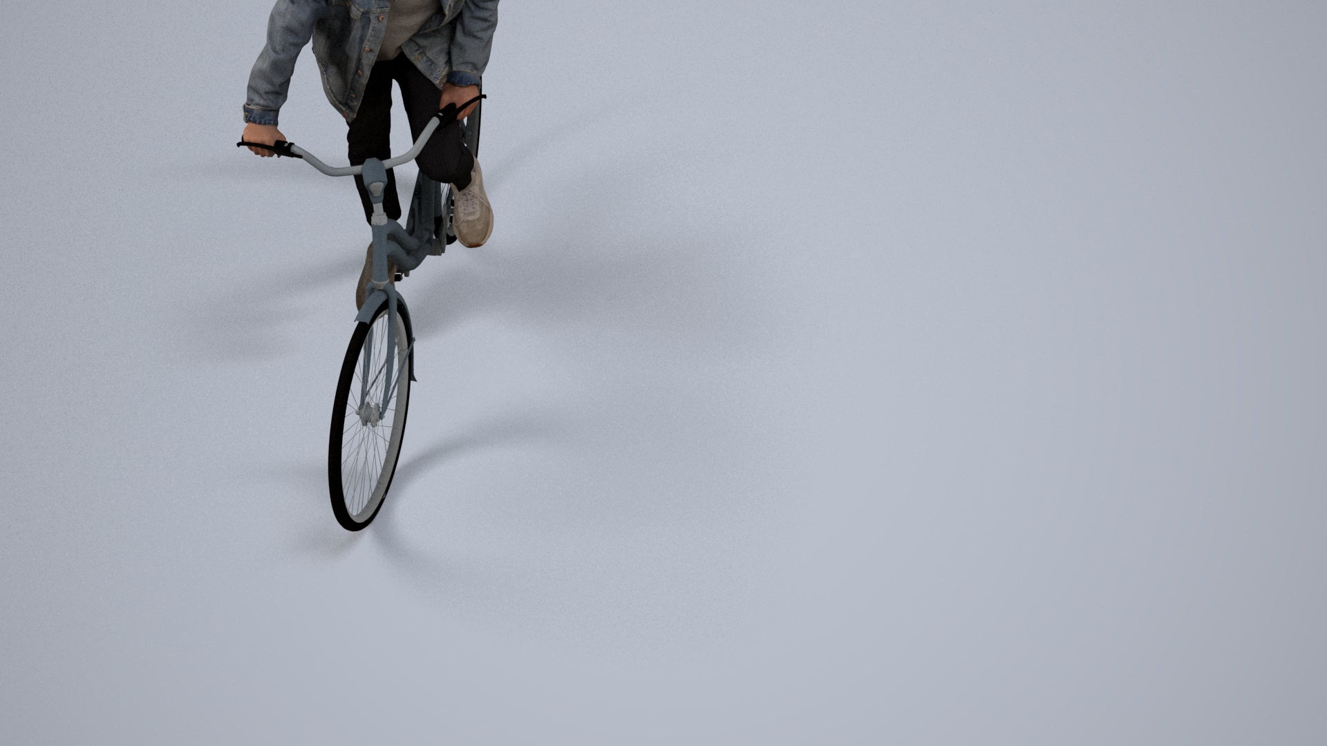 realistic 3D human man casual cycling, archviz people FBX OBJ for Blender, back view render