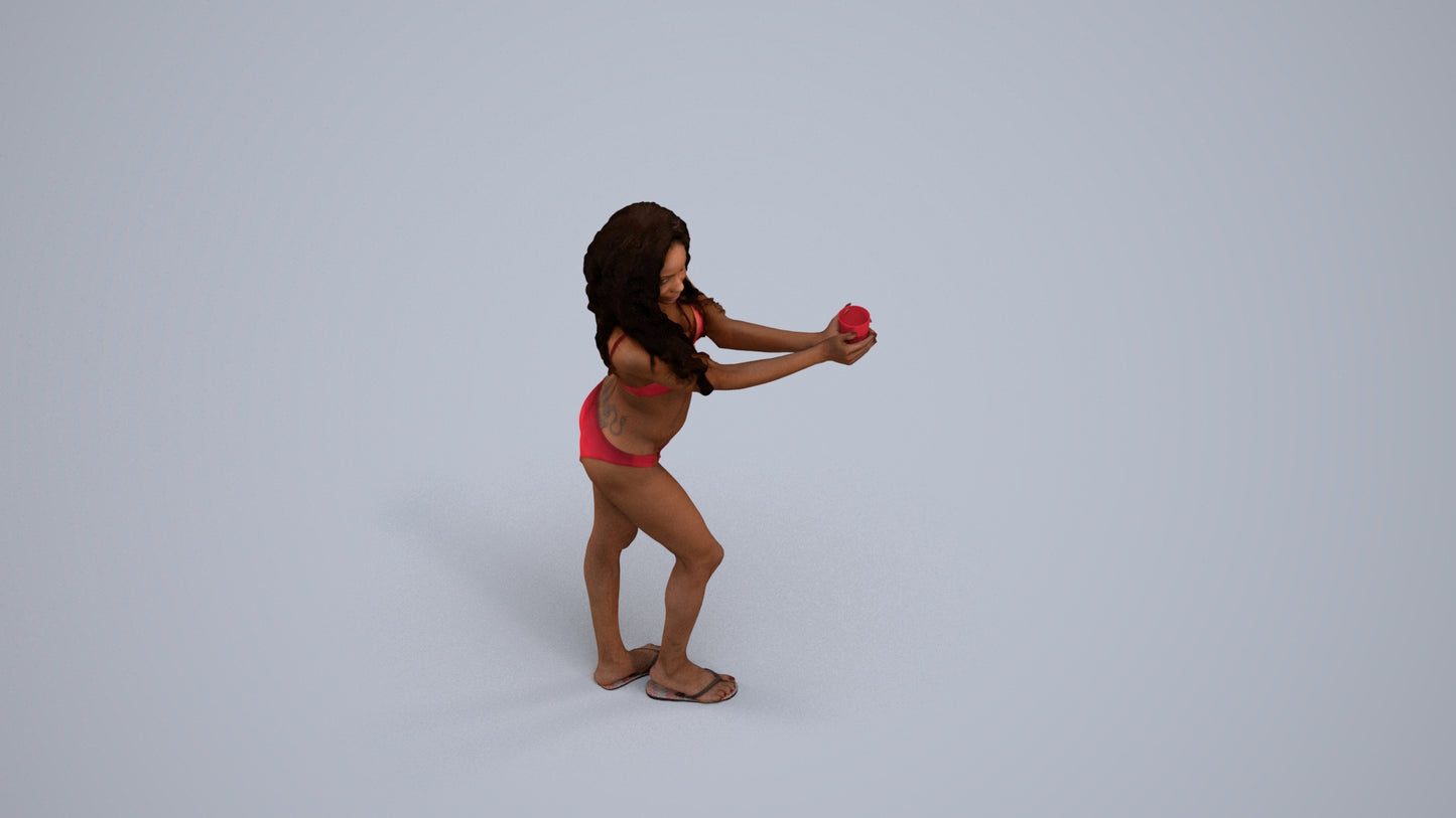realistic 3D people woman pool, render-ready for V-Ray and Corona, FBX OBJ, back view render