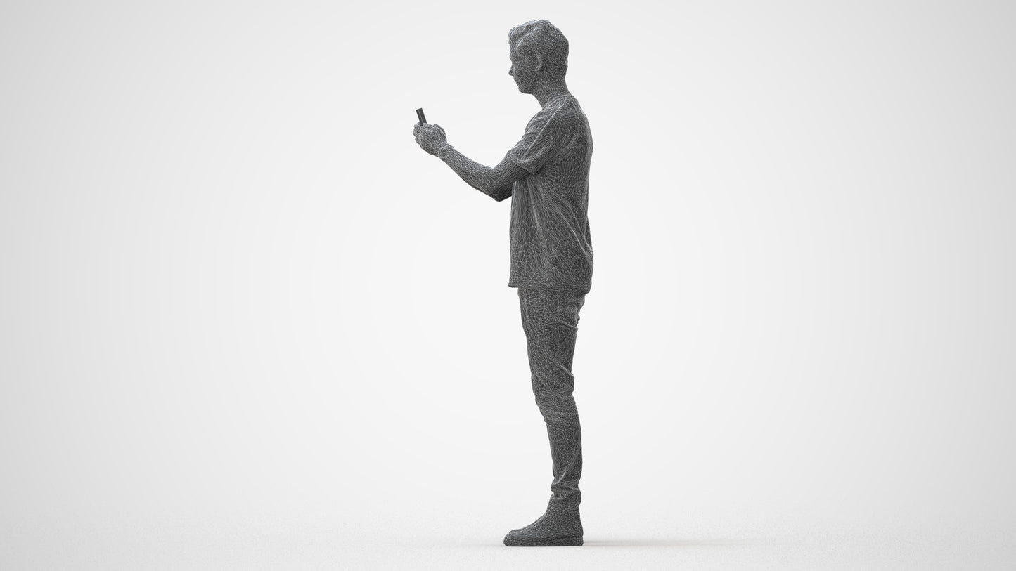 scanned 3D man casual standing, photogrammetry people for Enscape and V-Ray, square thumbnail