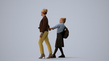 realistic 3D girl kids, scanned archviz people for Blender and 3ds Max, three-quarter view render