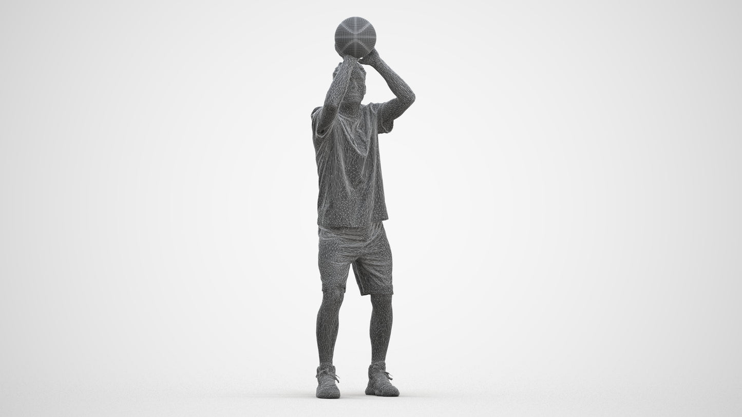 3D people model man sport, scanned human for 3ds Max rendering, three-quarter front view render
