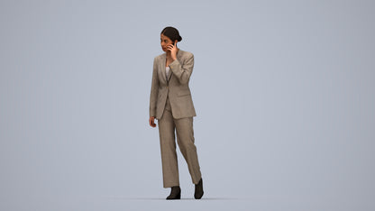 3D scanned woman walking business, photorealistic archviz people for Enscape and SketchUp, top-down view render