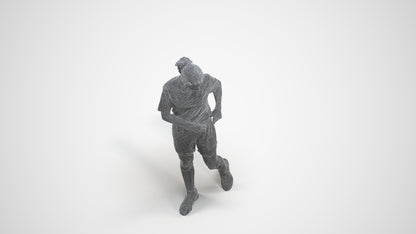 3D human model woman sport, photogrammetry scanned person for archviz, wireframe three-quarter view