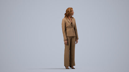 realistic 3D people woman business standing, render-ready for V-Ray and Corona, FBX OBJ, side view render