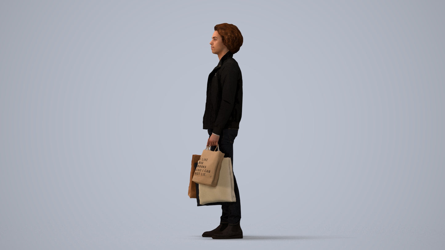 3D people model man formal, scanned human for 3ds Max rendering, three-quarter view render