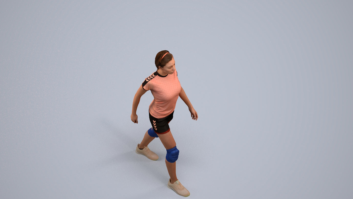 photogrammetry 3D woman sport, realistic human model archviz FBX, back view render