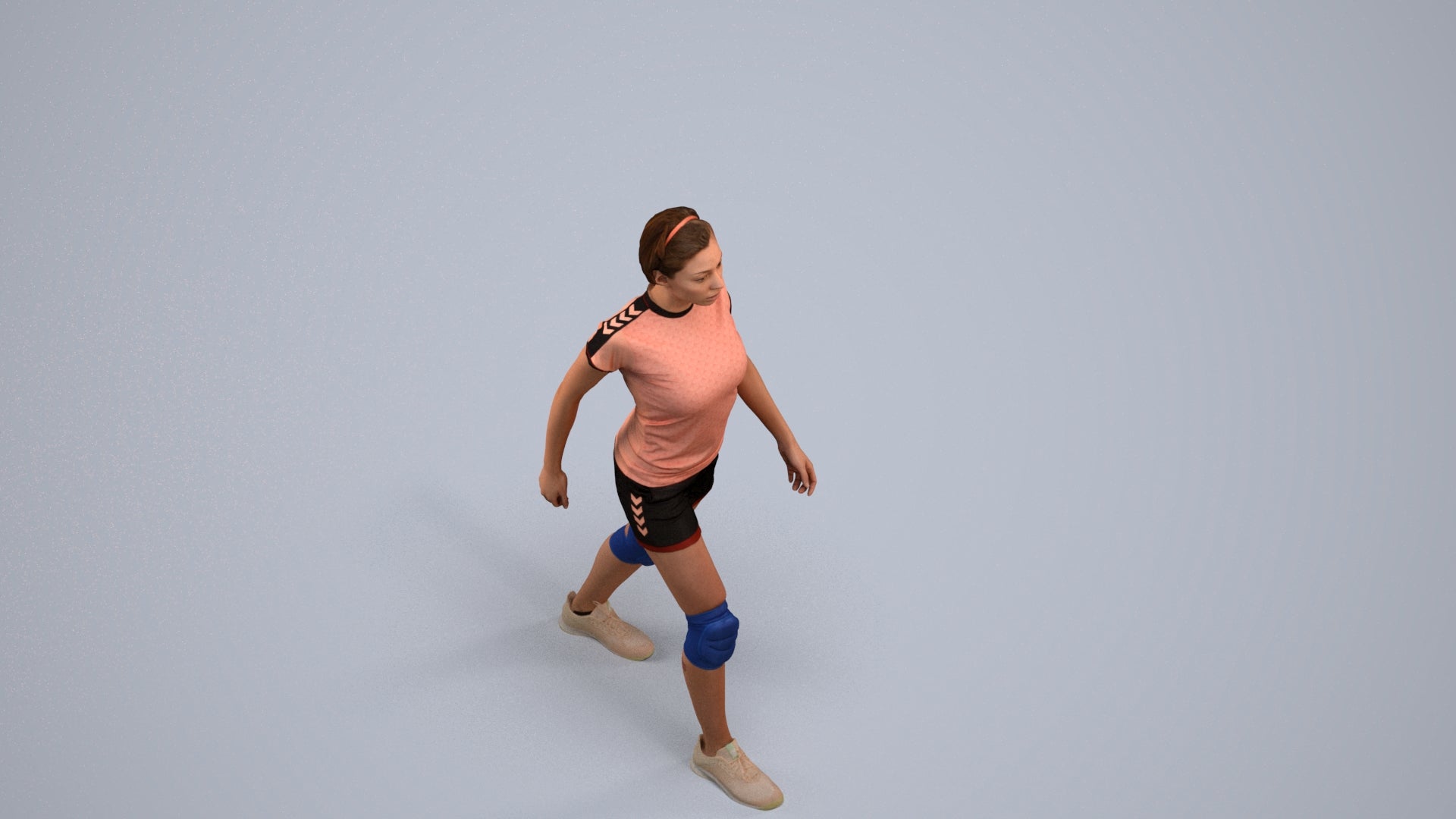 photogrammetry 3D woman sport, realistic human model archviz FBX, back view render