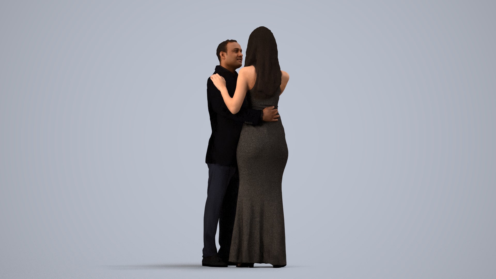 realistic 3D man formal dancing, scanned archviz people for Blender and 3ds Max, side view render