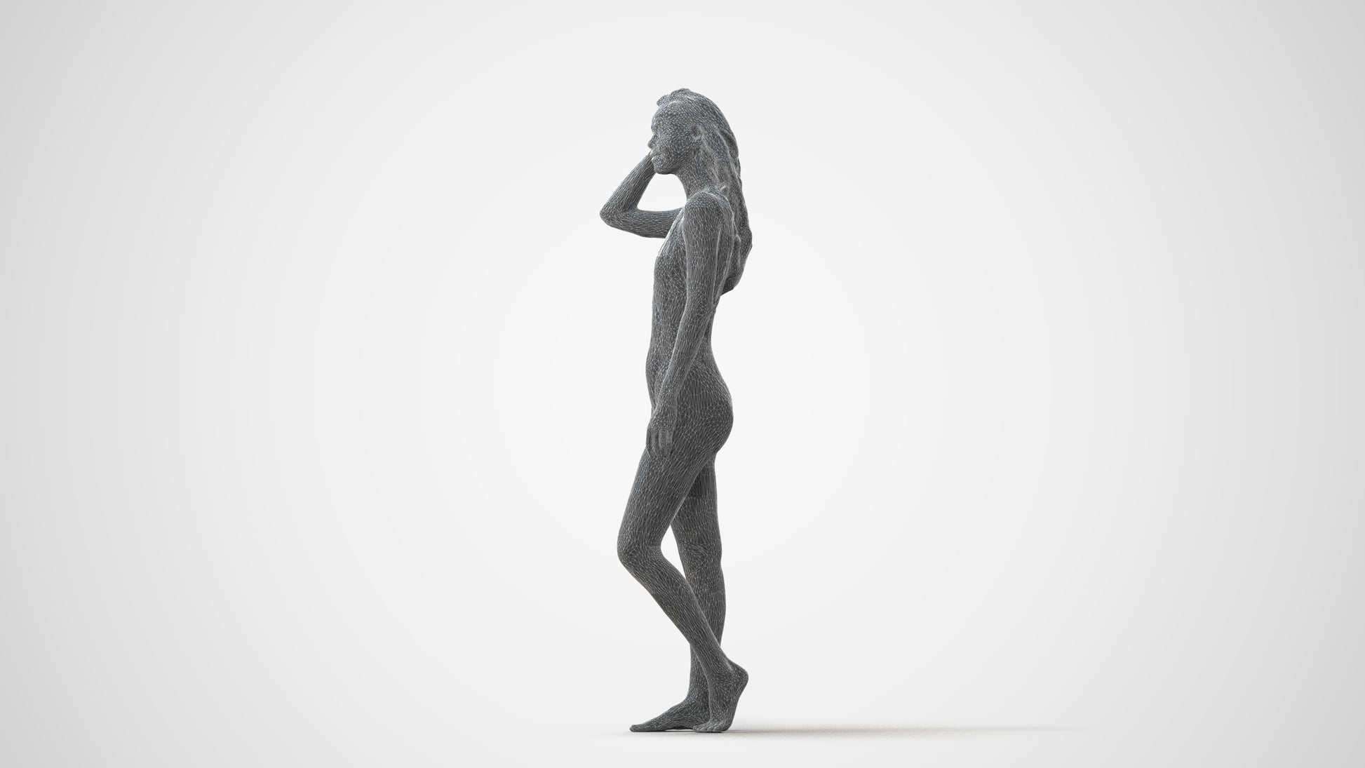 3D scanned woman pool, photorealistic archviz people for Enscape and SketchUp, three-quarter front view render