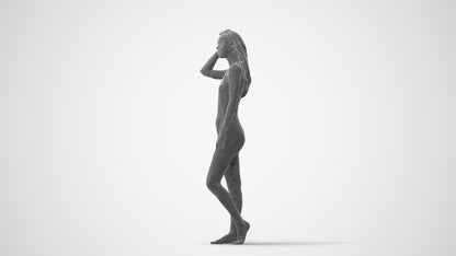 3D scanned woman pool, photorealistic archviz people for Enscape and SketchUp, three-quarter front view render