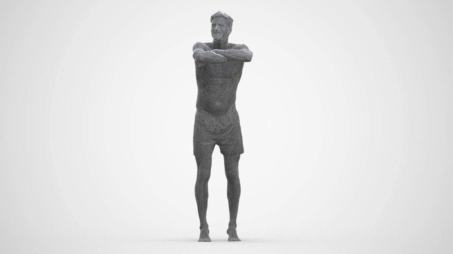3D people model man pool, scanned human for 3ds Max rendering, three-quarter front view render