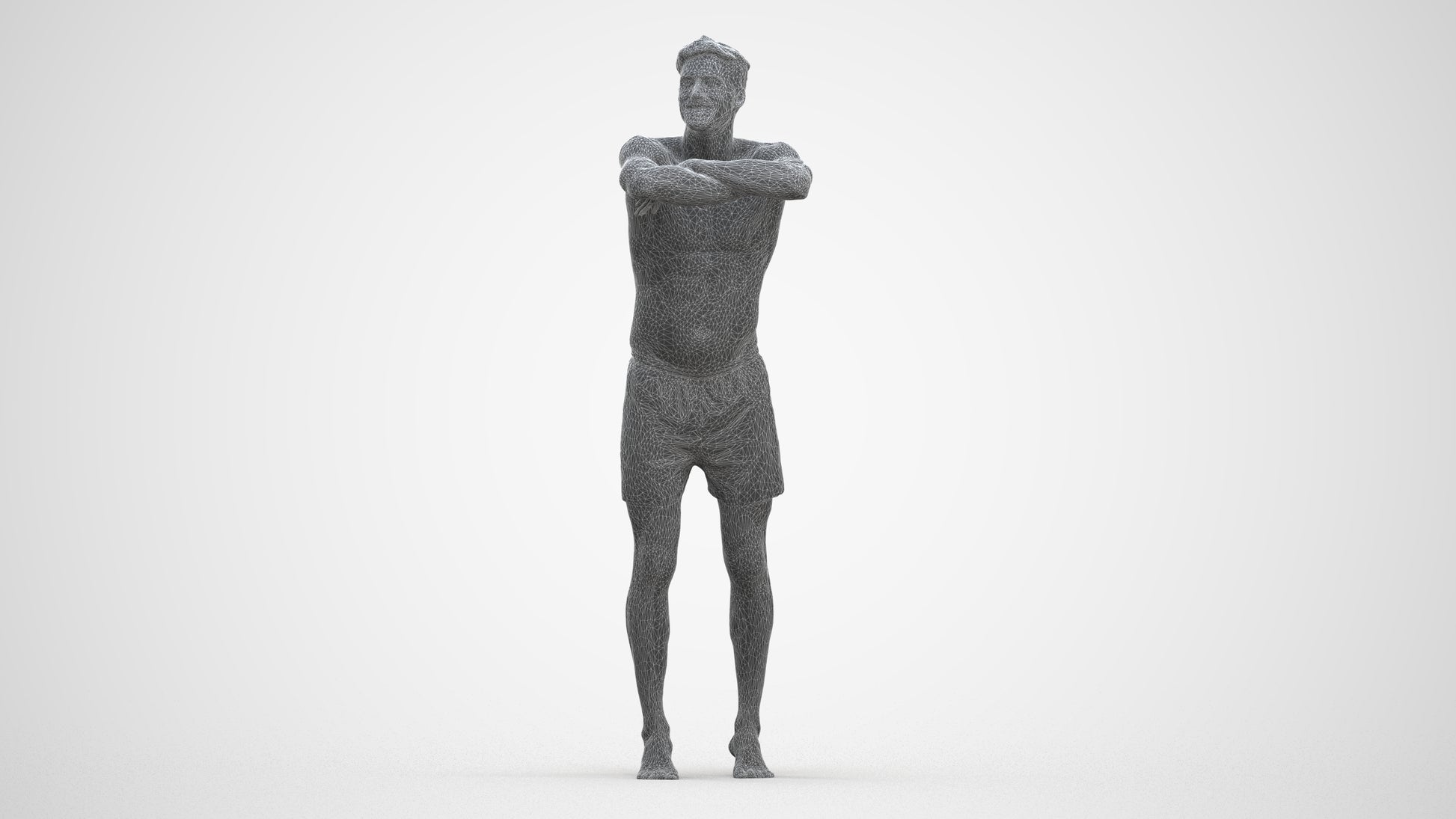 3D people model man pool, scanned human for 3ds Max rendering, three-quarter front view render