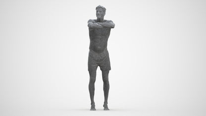 3D people model man pool, scanned human for 3ds Max rendering, three-quarter front view render