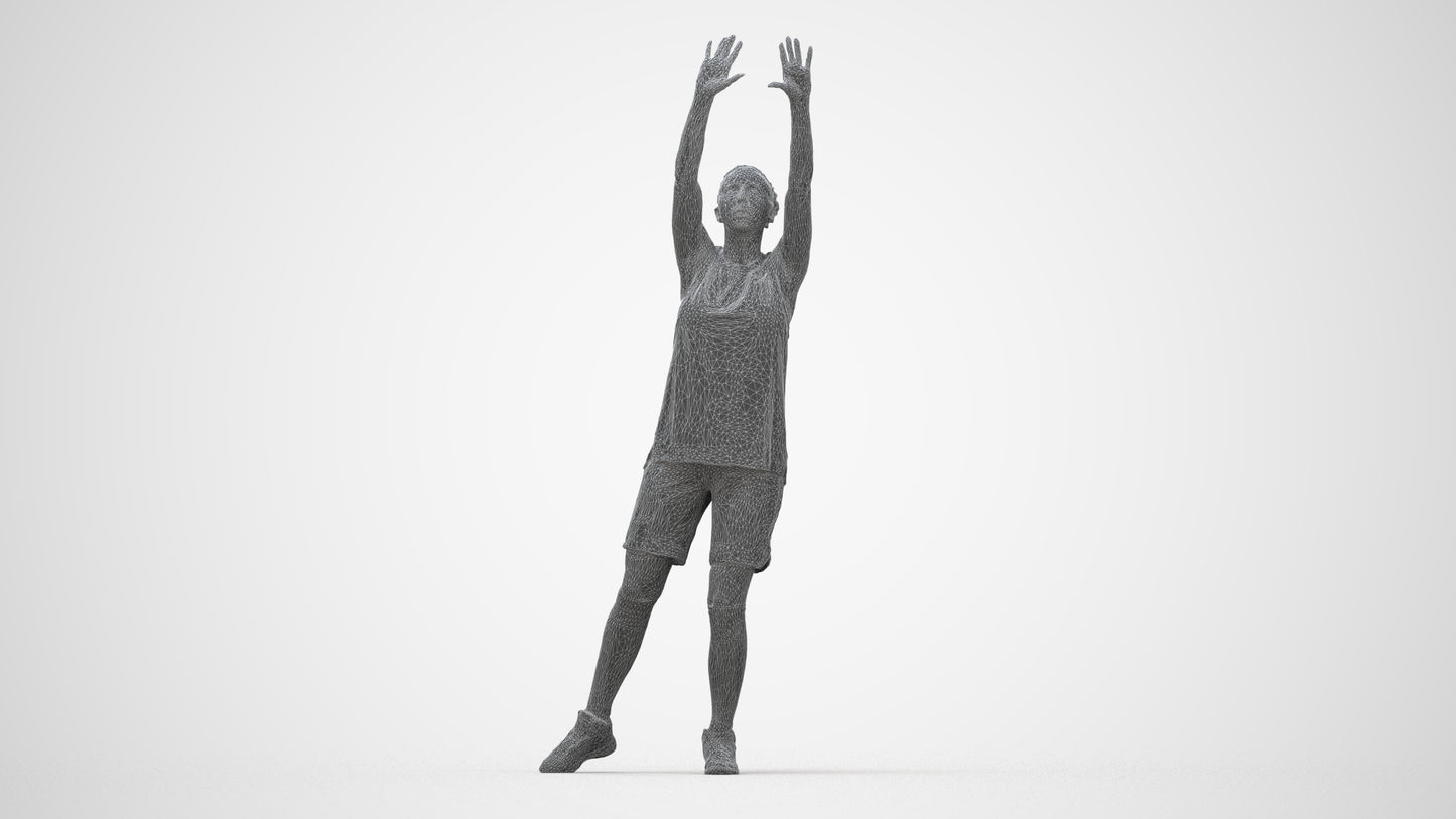 3D people model woman sport, scanned human for 3ds Max rendering, wireframe back view