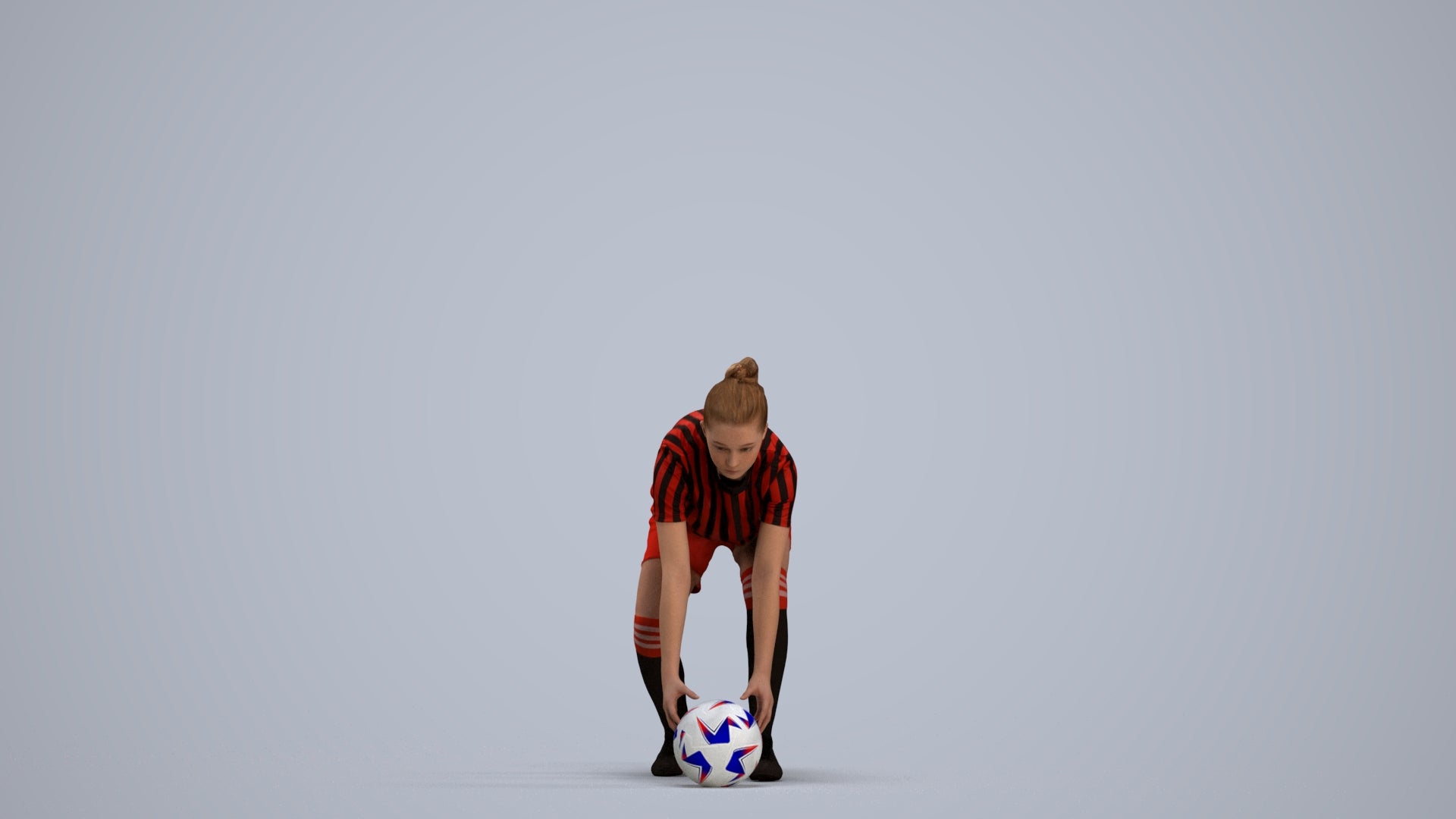 3D human model girl sport, photogrammetry scanned person for archviz, standing pose render