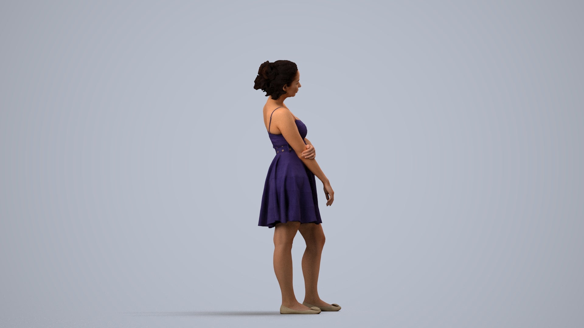 realistic 3D people woman formal formalaffairs, render-ready for V-Ray and Corona, FBX OBJ, side view render