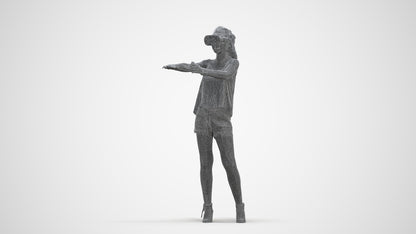 scanned 3D girl casual standing, photogrammetry people for Enscape and V-Ray, three-quarter front view render