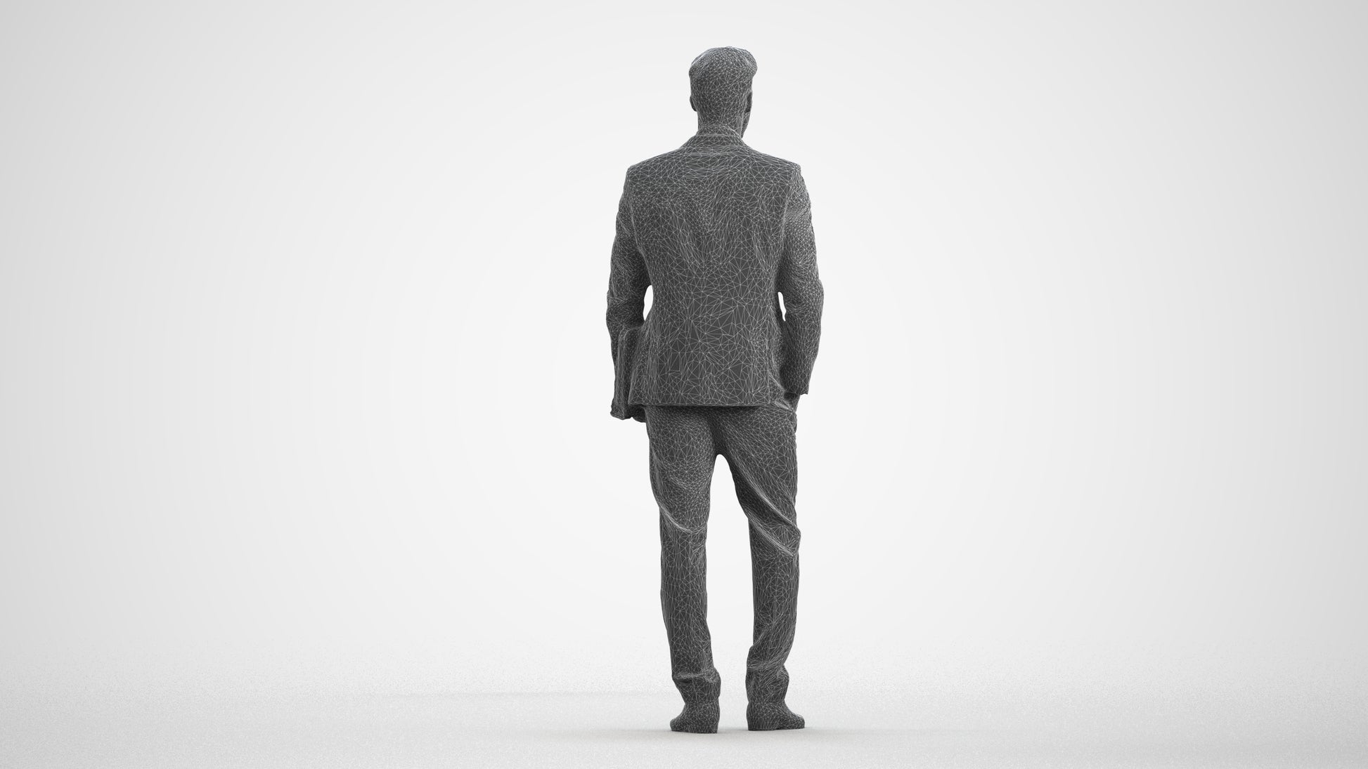 realistic 3D people man business, render-ready for V-Ray and Corona, FBX OBJ, wireframe front view