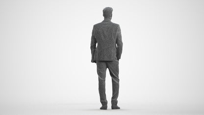 realistic 3D people man business, render-ready for V-Ray and Corona, FBX OBJ, wireframe front view