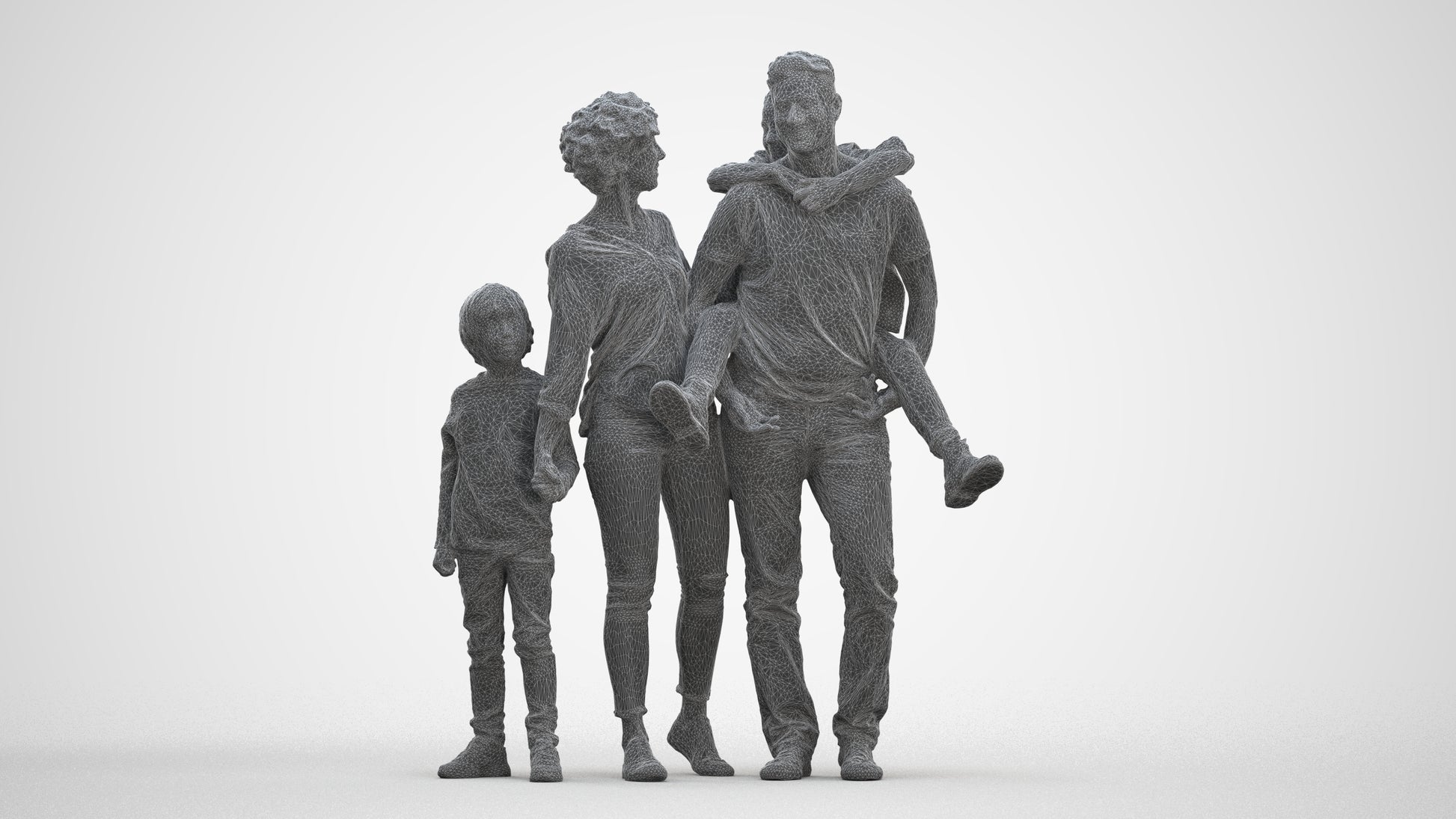 3D people model girl casual kids, scanned human for 3ds Max rendering, three-quarter front view render
