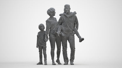 3D people model girl casual kids, scanned human for 3ds Max rendering, three-quarter front view render