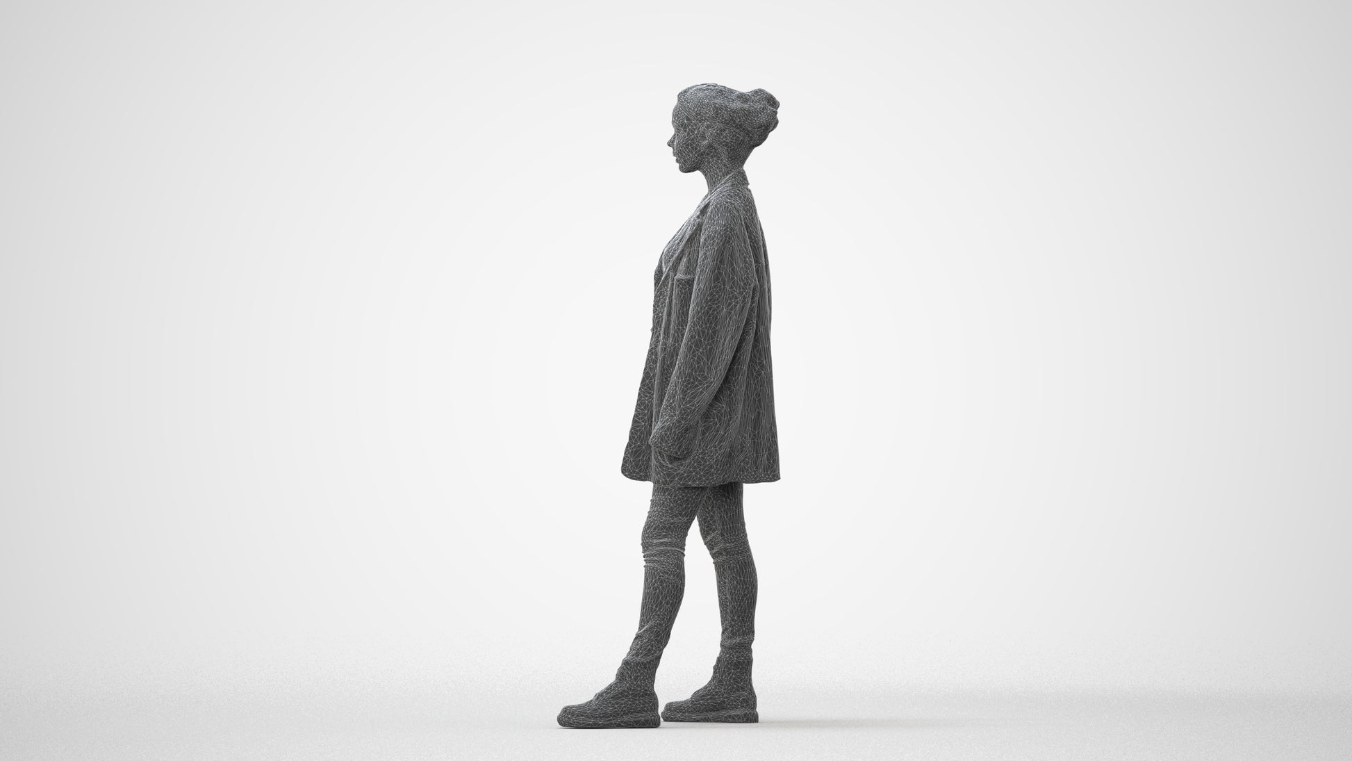 3D human model woman casual mix, photogrammetry scanned person for archviz, square thumbnail