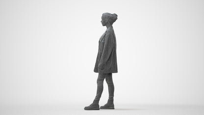 3D human model woman casual mix, photogrammetry scanned person for archviz, square thumbnail