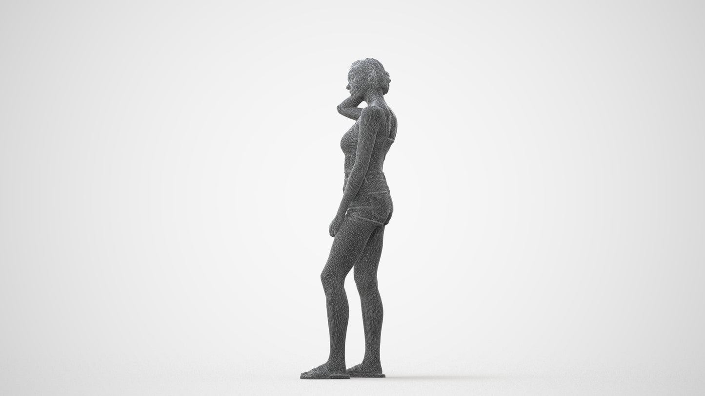realistic 3D woman casual standing, scanned archviz people for Blender and 3ds Max, square thumbnail