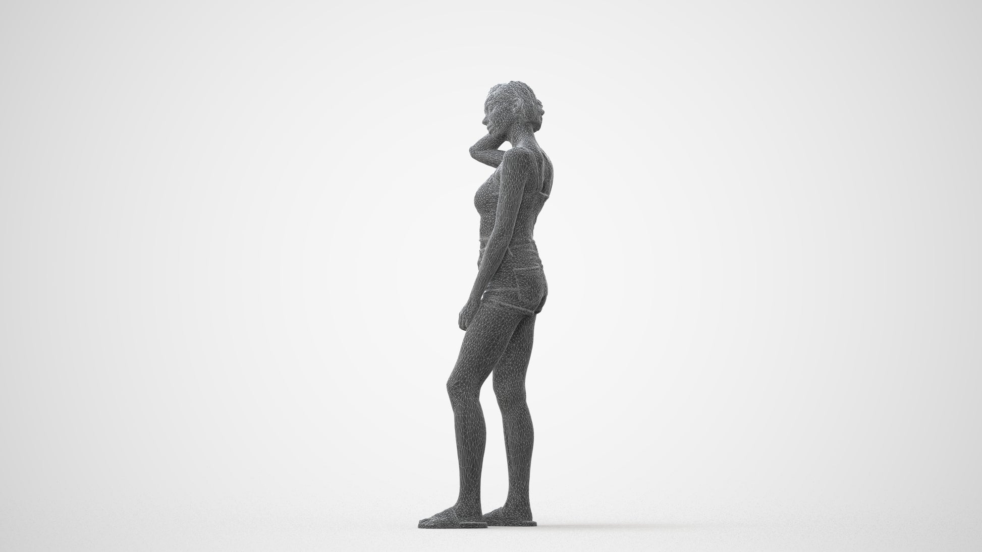 realistic 3D woman casual standing, scanned archviz people for Blender and 3ds Max, square thumbnail