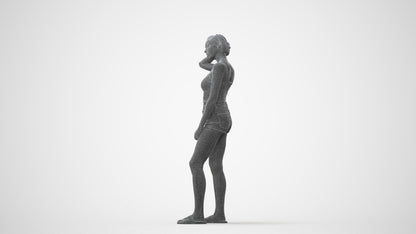 realistic 3D woman casual standing, scanned archviz people for Blender and 3ds Max, square thumbnail