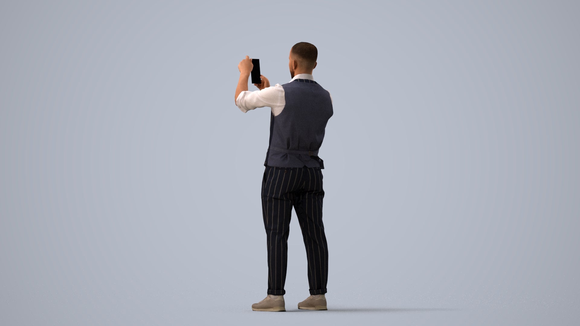 realistic 3D man business, scanned archviz people for Blender and 3ds Max, three-quarter view render