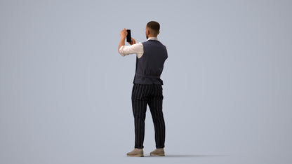 realistic 3D man business, scanned archviz people for Blender and 3ds Max, three-quarter view render