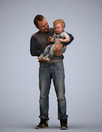 photogrammetry 3D boy casual kids, realistic human model archviz FBX