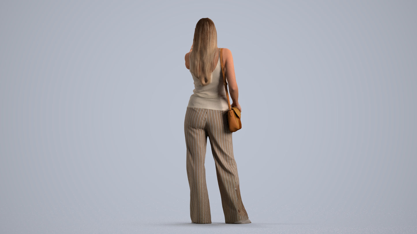 3D people model woman casual standing, scanned human for 3ds Max rendering, front view render
