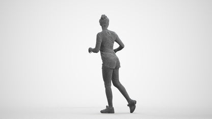 scanned 3D woman sport, photogrammetry people for Enscape and V-Ray, wireframe front view