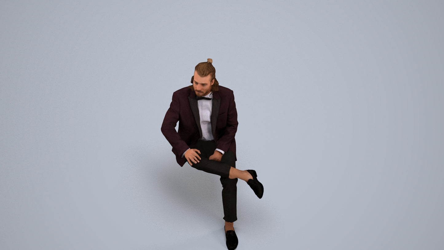 scanned 3D man formal formalaffairs, photogrammetry people for Enscape and V-Ray, back view render