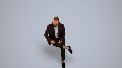 scanned 3D man formal formalaffairs, photogrammetry people for Enscape and V-Ray, back view render