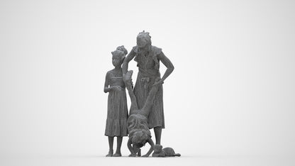 3D human model girl casual kids, photogrammetry scanned person for archviz, wireframe back view
