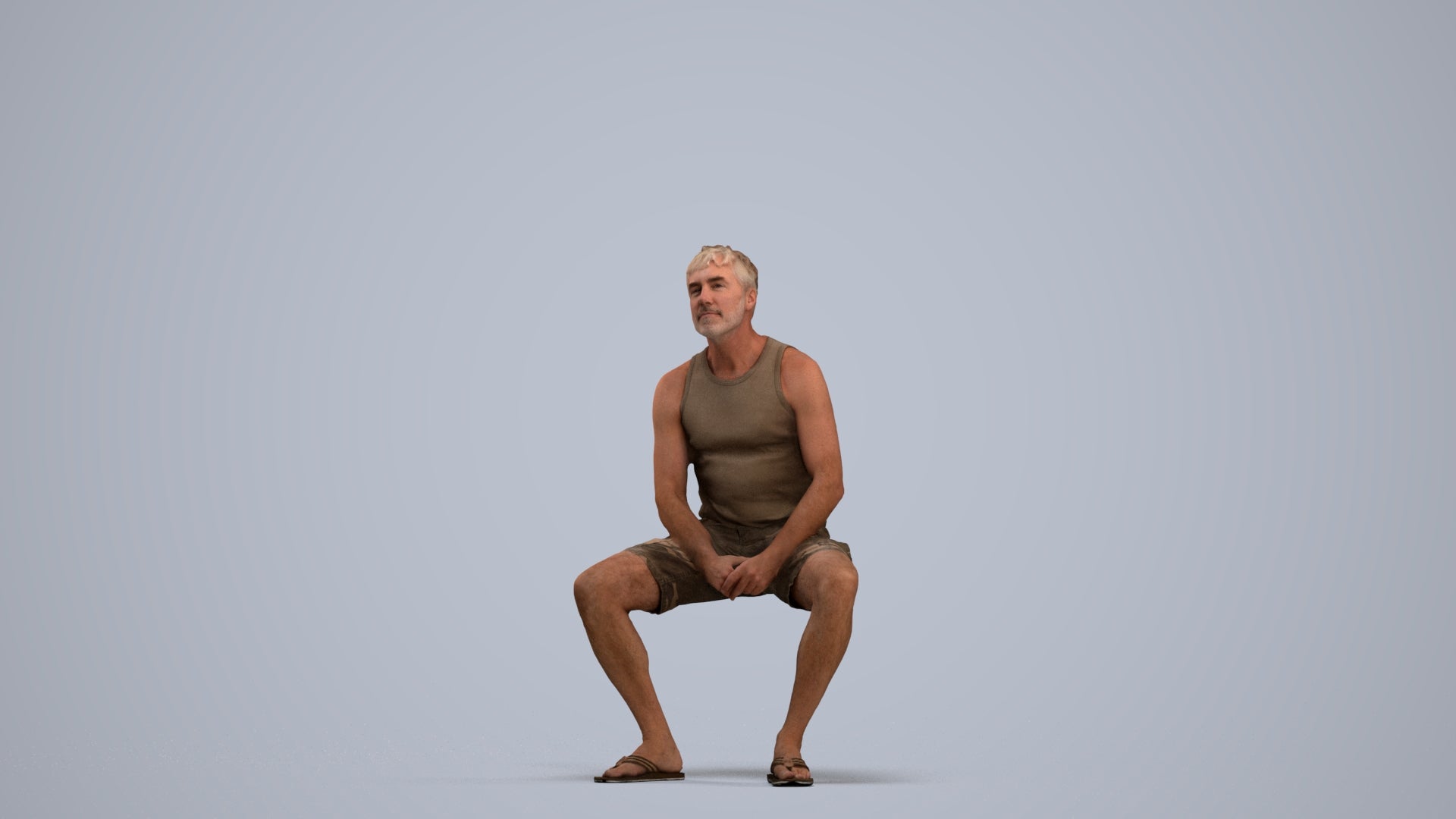 scanned 3D man casual sitting, photogrammetry people for Enscape and V-Ray, standing pose render