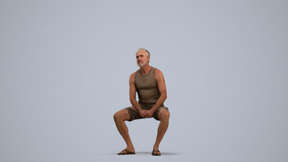 scanned 3D man casual sitting, photogrammetry people for Enscape and V-Ray, standing pose render