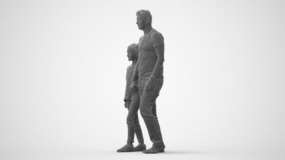 photogrammetry 3D girl casual walking, realistic human model archviz FBX, square thumbnail